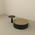 Two Modern Round Coffee Tables With Pedestal And Ribbed Base Design 3d model