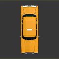 Yellow Taxi Cab With Green Windows And Taxi Sign On Roof In
