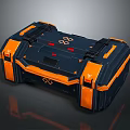 Tactical Weapon Case With Blue And Orange Design Black Straps Red Indicator Lights 3d model