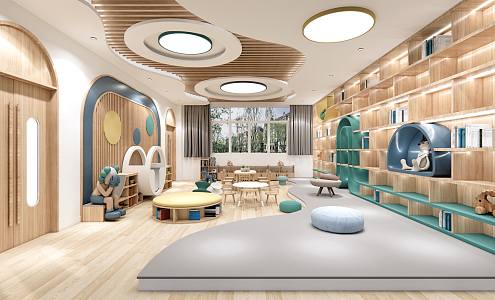 Modern kindergarten internal children's entertainment area 3d model