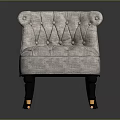 Single Gray Fabric Sofa with Tufted Backrest Seat and Black Golden Legs