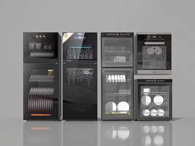 Modern Black Built in Kitchen Appliances With Glass Doors And Internal Function 3d model