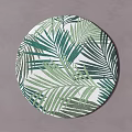 Round Carpet With Green And White Palm Leaf Pattern For Home Interior Decor 3d model