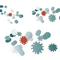 Scientists Studying Colorful Virus Microbes With Different Shapes And Structures