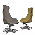 Modern Gray and Yellow Leather Office Chair With Swivel Wheels