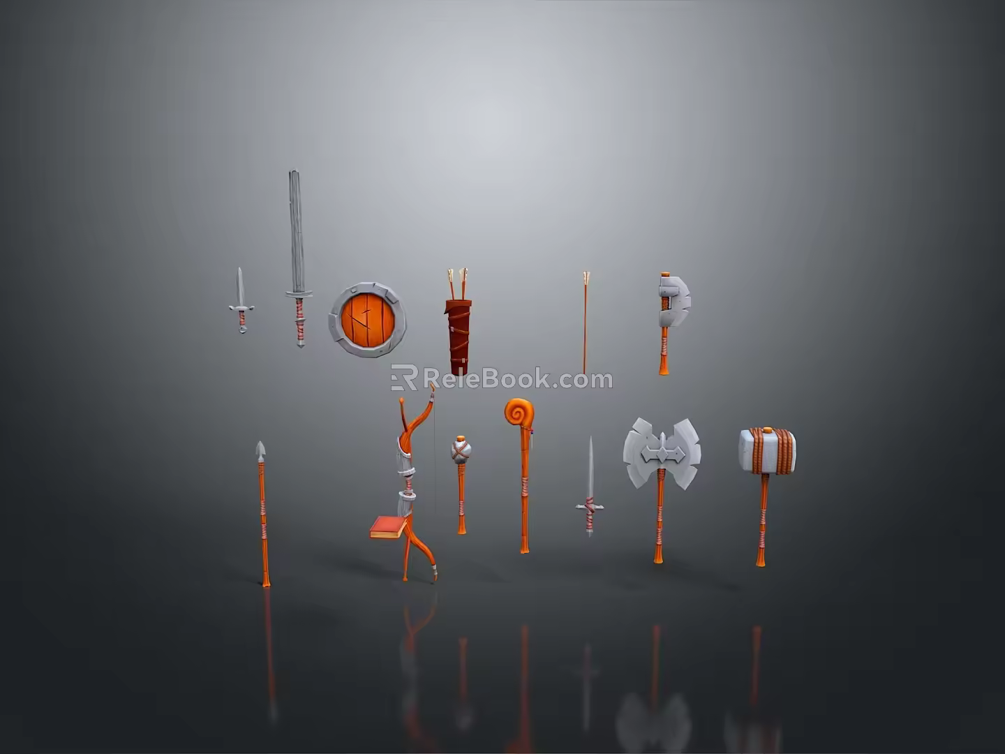 Cold weapons Sword Axe Hook Fork Spear Trident Melee Weapon Military 3d model