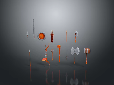 Cold weapons Sword Axe Hook Fork Spear Trident Melee Weapon Military 3d model