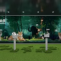 Jungle Forest Wall Backdrop with Various Wild Animals Bamboo and Green Grass 3d model
