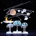 Starry Sky Photo Spot With Planets Moons Orbits And Transparent Tree Structures 3d model