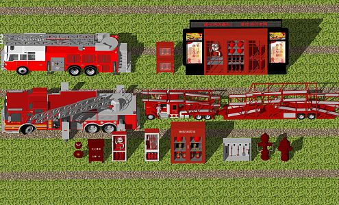 Modern fire fighting equipment fire extinguisher box fire hydrant fire fighting equipment 3d model