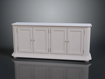 White Storage Cabinet With Four Doors And Modern Minimalist Leg Design 3d model
