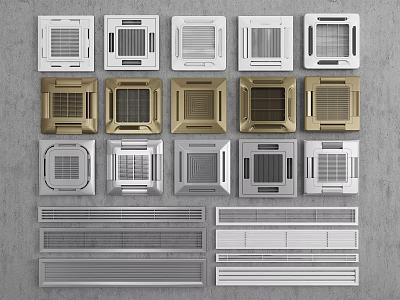 Various Types of Air Conditioner Vents with Different Designs and Color Options 3d model