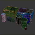 Colored Waste Bins And Trash Containers With Lids And Garbage Bags