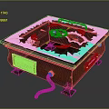 Vintage Wooden Computer Device With Decorative Top Mechanical Elements And Metal Feet