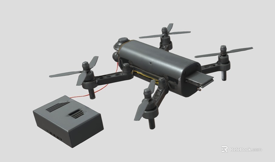 Industrial Drone Equipment With Battery Module Four Propellers And Design Components 3d model 