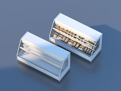 White Retail Display Cases With Transparent Lids And Shelves For Merchandise 3d model