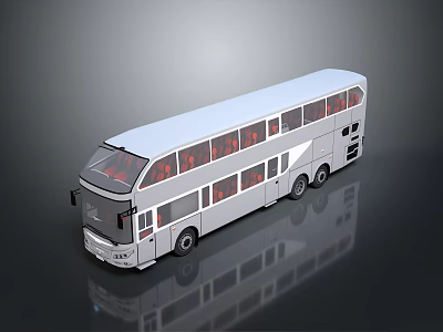 Double Decker Bus 3D Model With Two Levels Large Windows And Passenger Seats 3d model