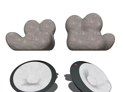 Comfortable Cloud Shaped Bean Bag Chair With Linen Fabric For Home Living Room 3d model
