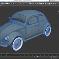 Light Blue Vintage Beetle Car With Curved Body And White Wall Tires