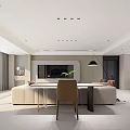 Modern Living Dining Room Interior With White Sofa Dining Table And Ceiling Lighting
