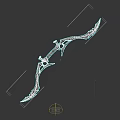 Elegant Curved Fantasy Bow Weapon With Ornate Designs And Sharp Edges