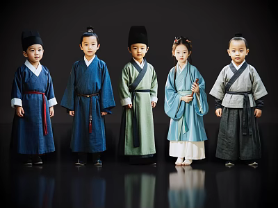 Children's 2D ancient costume children Song Dynasty children Song Dynasty boys and girls ancient costume children's ancient costume characters 3d model