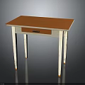 Simple Furniture Table With Orange Top White Legs And Single Drawer