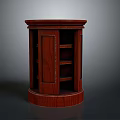 Mahogany Round Wooden Cabinet With Door And Multiple Shelves Home Furniture Design