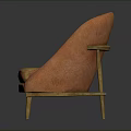 Orange Upholstered Armchair With Yellow Stains And Wooden Legs Vintage Style