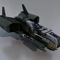 3D Model of Dark Green Gray Military Spaceship With Cockpit And Wings