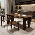 Wooden Dining Table Set With Four Chairs And Tabletop Decor In Modern Interior