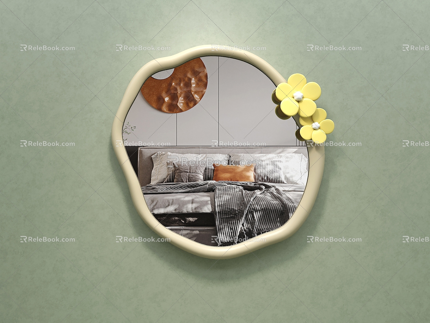 Cream Style Decorative Mirror Shaped Mirror Art Hanging Mirror Dressing Mirror Makeup Mirror Bathroom Mirror 3d model