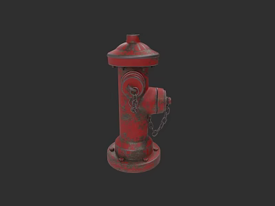 Red Rusty Fire Hydrant With Chain As Road Infrastructure Component 3d model