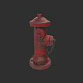 Red Rusty Fire Hydrant With Chain As Road Infrastructure Component