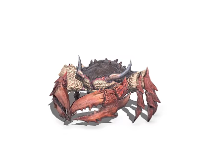 Aquatic Animal Crab 3D Model With Red Claws Black Carapace And Spikes 3d model