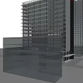 Modern High Rise Office Building With Glass Curtain Wall And Entrance Design