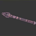 Metallic Long Handle Weapon With Glowing Accents And Intricate Patterns 3d model