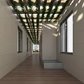 Villa Balcony with Glass Enclosure Wooden Flooring and Dining Table Chairs Overlooking Green Trees