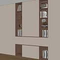 Modern Light Colored Built in Bookcase With Shelves Books And Decorative Items