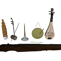 Traditional Chinese Musical Instruments Collection with Pipa Erhu Suona Guzheng and Gong