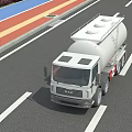 White Tanker Truck Function Vehicle Transporting On Road With Trees And Highway