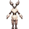Mythical Game Movie Character With Large Antlers And Fur Covered Body
