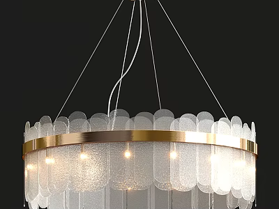 Modern Circular Chandelier With Golden Frame And Frosted Glass Illuminated Design 3d model