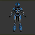 Game Movie Character Blue Mechanical Armor With Futuristic Metallic Design And Structure