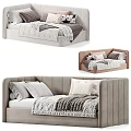 Cozy Kids Bed Design With Soft Upholstered Headboard Plush Pillows And Warm Blanket