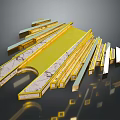 Contemporary Decorative Strips Featuring Golden Silver Hues And Marble Texture With Dark Background Reflections