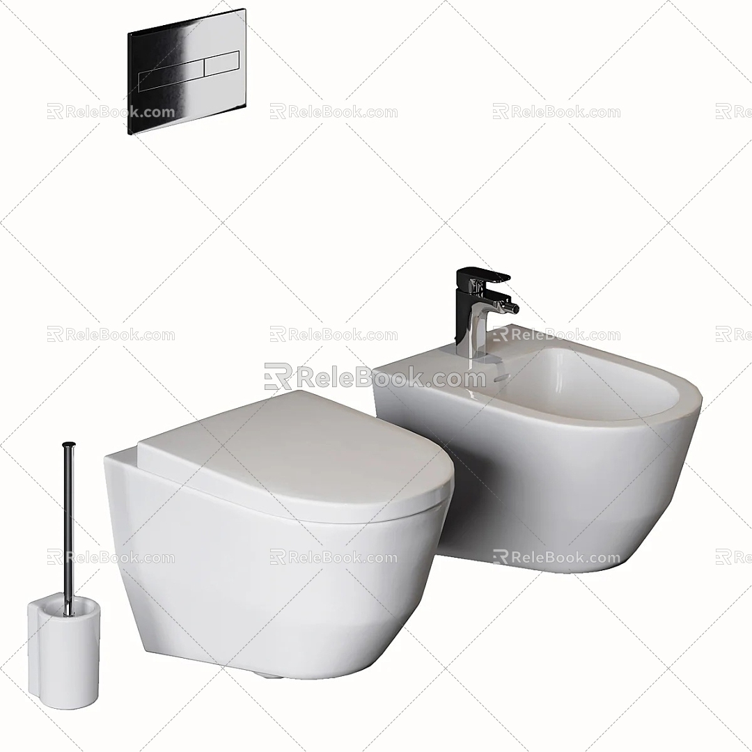 Modern Minimalist White Toilet suit 3d model