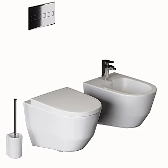 Modern Minimalist White Toilet suit 3d model