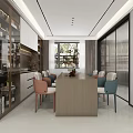 Modern Living Dining Room With Marble Wall TV Beige Sofa Large Window And Coffee Table