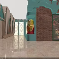 Traditional Restaurant Exterior With Colorful Domes Red Brick Walls And Arched Wrought Iron Gates